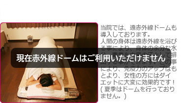 現在赤外線ドームはご利用いただけません